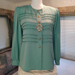 Worthington 4P Green Long Sleeves Women's Top
